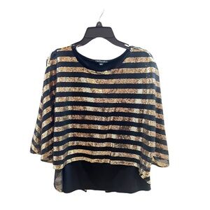 Prelude Black and Gold Shimmer Blouse Size S